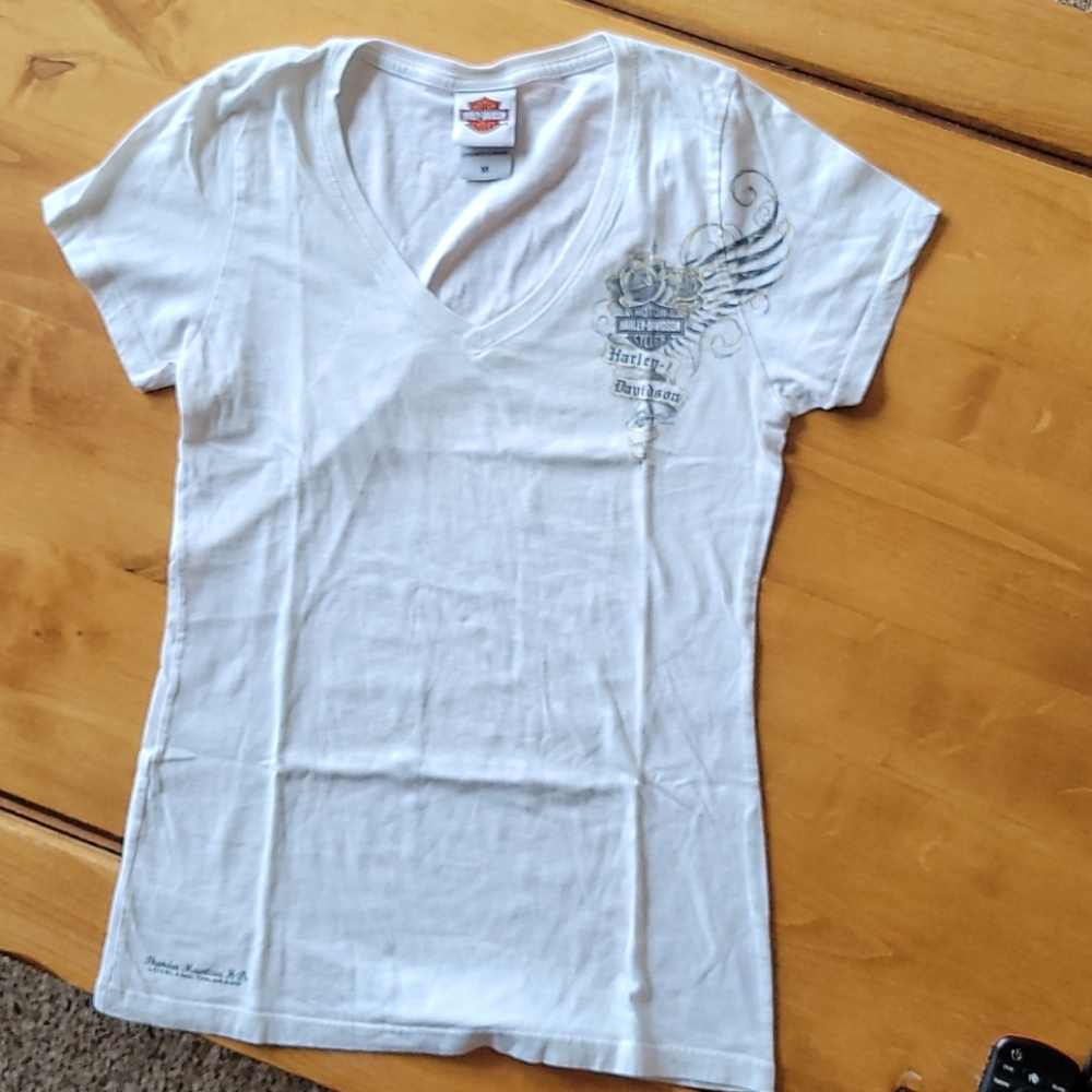 Harley  Davidson white V neck Tee